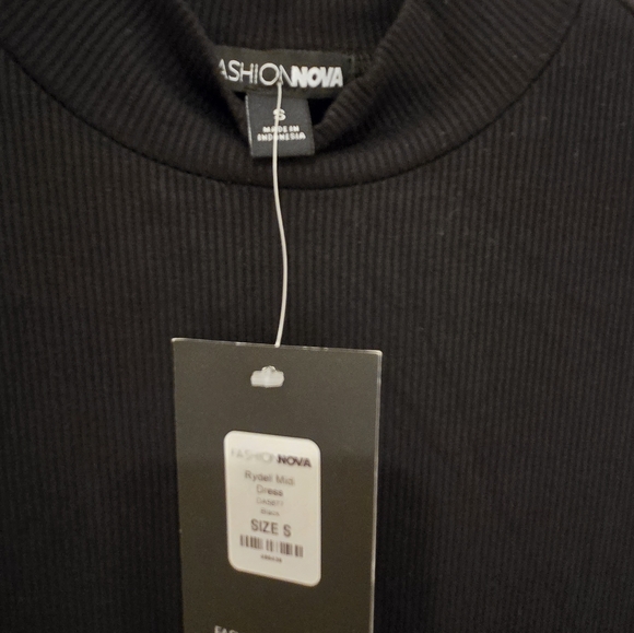 Black. Ribbed Midi Dress Size Small by Fashion Nova Rydell Midi Dress - Picture 6 of 9